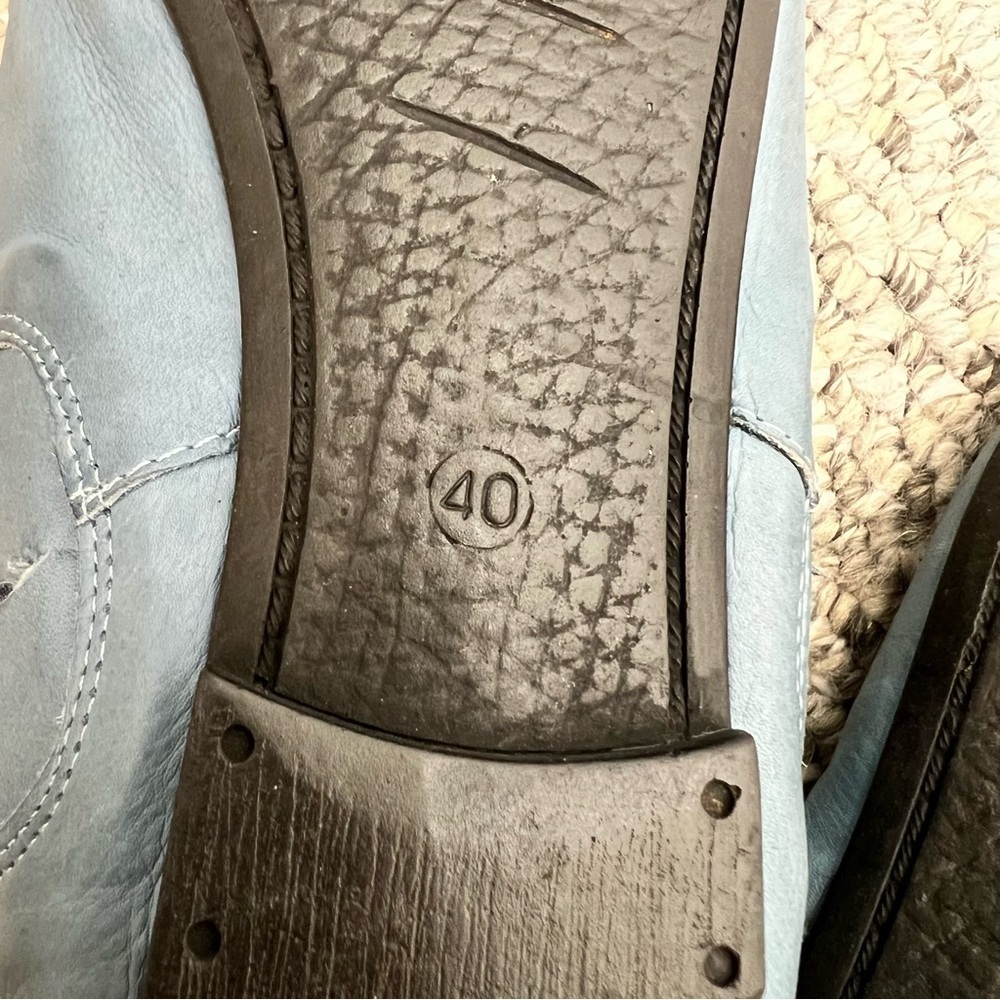 Bueno Turkey soft blue leather molded detail slip on shoes slides EU 40 US 9-9.5 - Picture 10 of 13